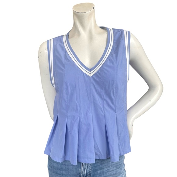 FP Movement Periwinkle Blue V Neck Sleeveless Pleated Tennis Pickleball Tank Top - Picture 1 of 10